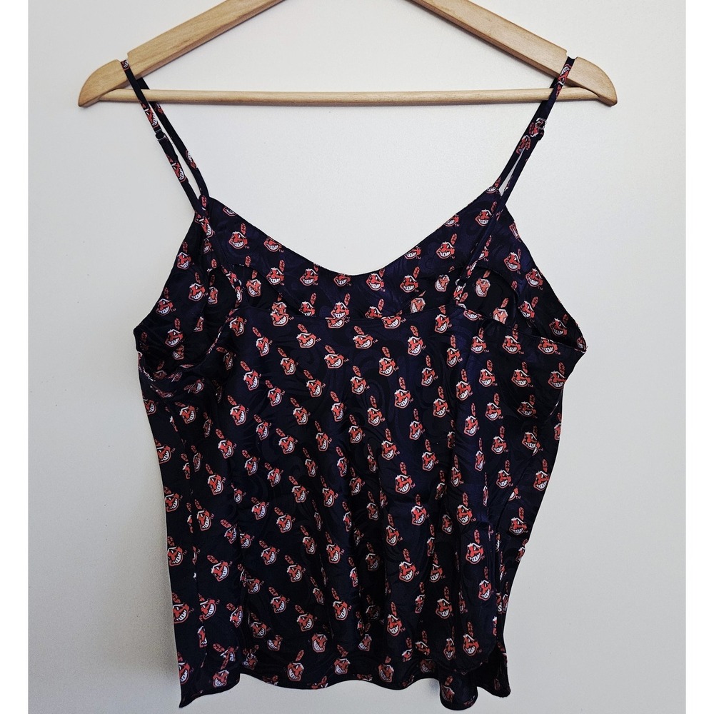 MINT Vtg Cleveland Indians Chief Wahoo 3pc 100% Silk Pajama Set Robe Cami NWOT M - Picture 5 of 9
